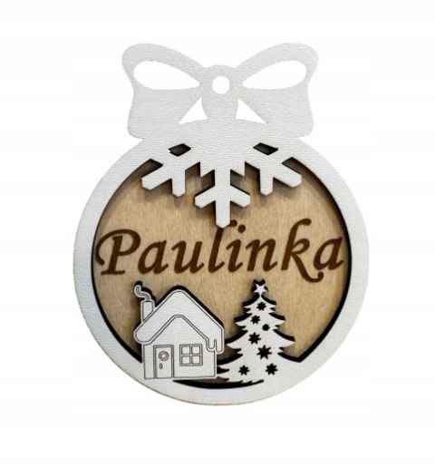 Bombka z Twoim imieniem Imię Boże Narodzenie sklejka + biały hdf