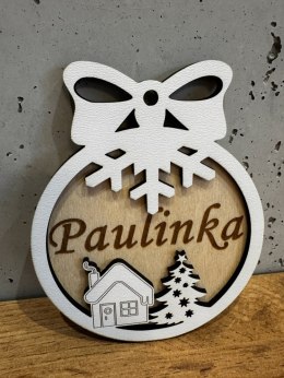 Bombka z Twoim imieniem Imię Boże Narodzenie sklejka + biały hdf