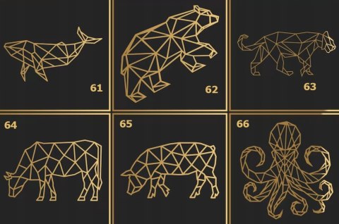 Dekoracja GEOMETRYCZNE Loft Zwierzęta 3D 83 wzory!