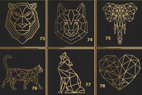 Dekoracja GEOMETRYCZNE Loft Zwierzęta 3D 83 wzory!