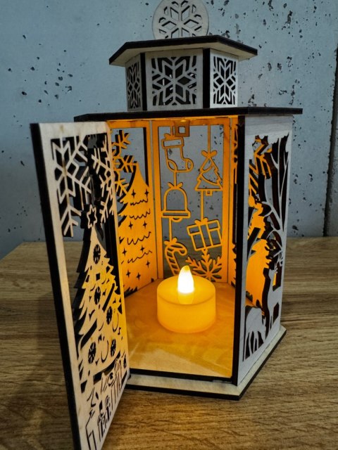 Lampion Boże Narodzenie na podgrzewacz - sklejka