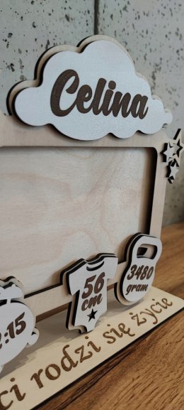 Ramka na zdjęcie Chrzest Metryczka + Grawer - DUŻA 39cmx28cm