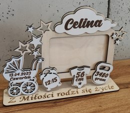 Ramka na zdjęcie Chrzest Metryczka + Grawer - Zdjęcie 10x15cm