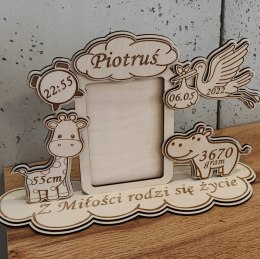Ramka na zdjęcie Chrzest Metryczka + Grawer