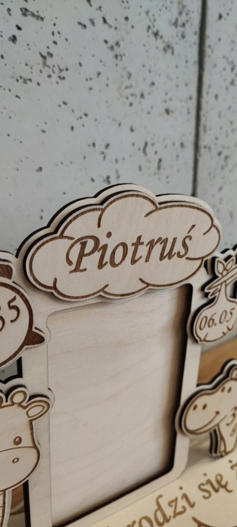 Ramka na zdjęcie Chrzest Metryczka + Grawer