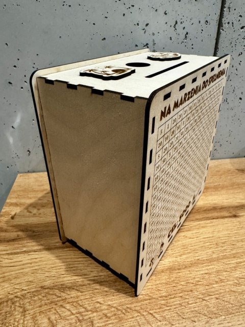 Skarbonka na prezent Cel 5000 zł ! NA MARZENIA DO SPEŁNIENIA sklejka