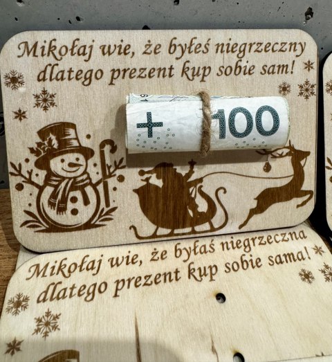 Świąteczny bon podarunkowy na pieniądze - prezent Boże Narodzenie