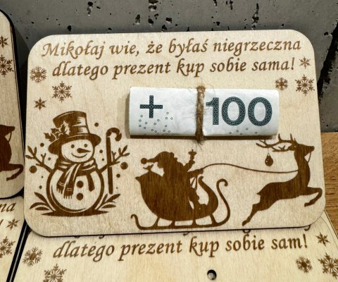 Świąteczny bon podarunkowy na pieniądze - prezent na Święta Boże Narodzenie