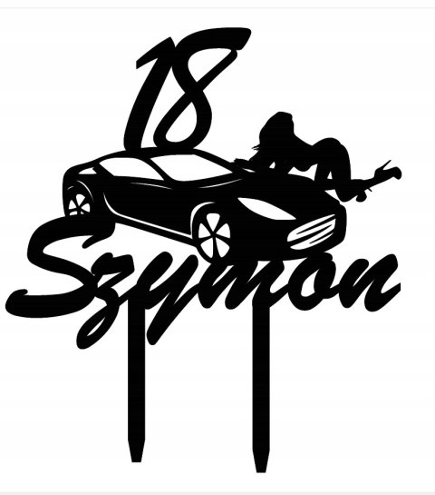 Topper Toper na urodziny 18,30,40 itd.Twoje imię+Samochód