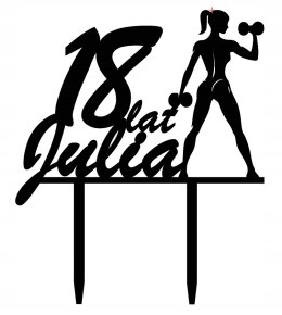 Topper Toper na urodziny 18,30 itd.Twoje imię+Kobieta Siłownia Fitness