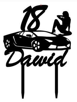 Topper Toper na urodziny 18,30,itd.Twoje imię+Samochód LAMBORGHINI+Kobieta