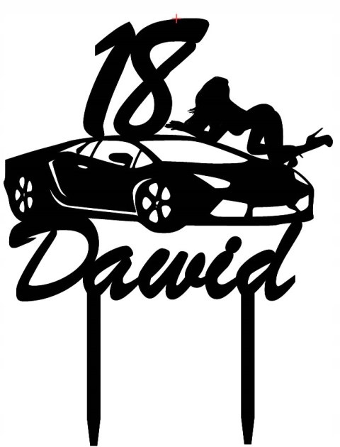 Topper Toper na urodziny 18,30 itd.Twoje imię+Samochód LAMBORGHINI+Kobieta