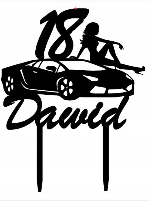 Topper Toper na urodziny 18,30 itd.Twoje imię+Samochód LAMBORGHINI+Kobieta