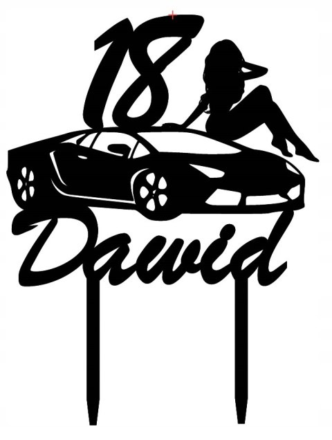 Topper Toper na urodziny 18,30 itd.Twoje imię+Samochód LAMBORGHINI+Kobieta