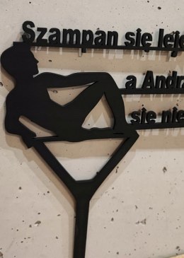 Topper na TORT dla mężczyzny chłopaka imię + SZAMPAN się leje