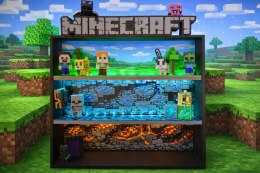 Półka Kolekcjonerska MINECRAFT Ekspozytor Figurki Kinder Joy LED