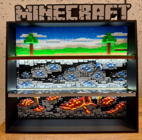 Półka Kolekcjonerska MINECRAFT Ekspozytor Figurki Kinder Joy LED
